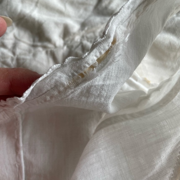 Antique French provincial full petticoat XS-S handmade white night gown - Picture 8 of 15